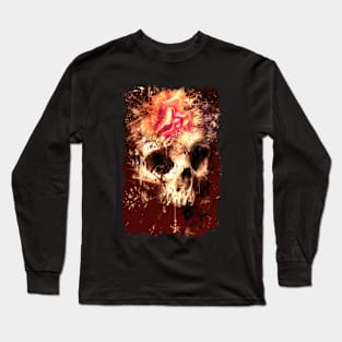 Graphic Skull with Rose Long Sleeve T-Shirt